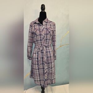 Tommy Hilfilger Plaid Long Sleeve Shirt Dress